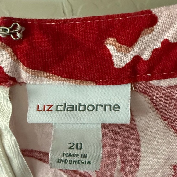 Liz Claiborne|Floral Linen sleeveless wide leg jumpsuit,red/white tropical print - Picture 7 of 13